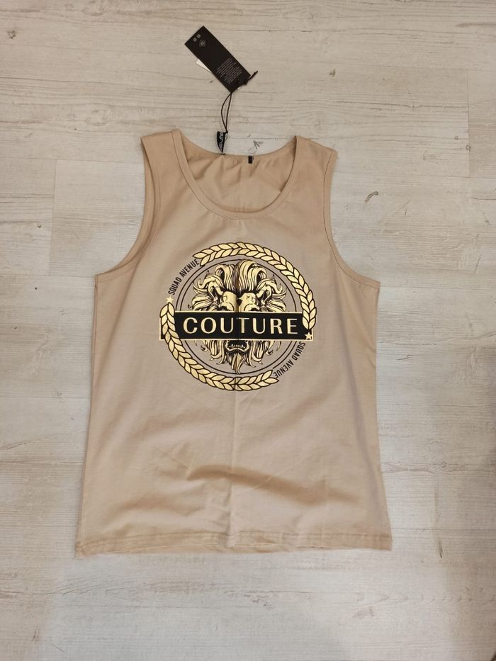 Débardeur homme beige tête de lion taille M MTX