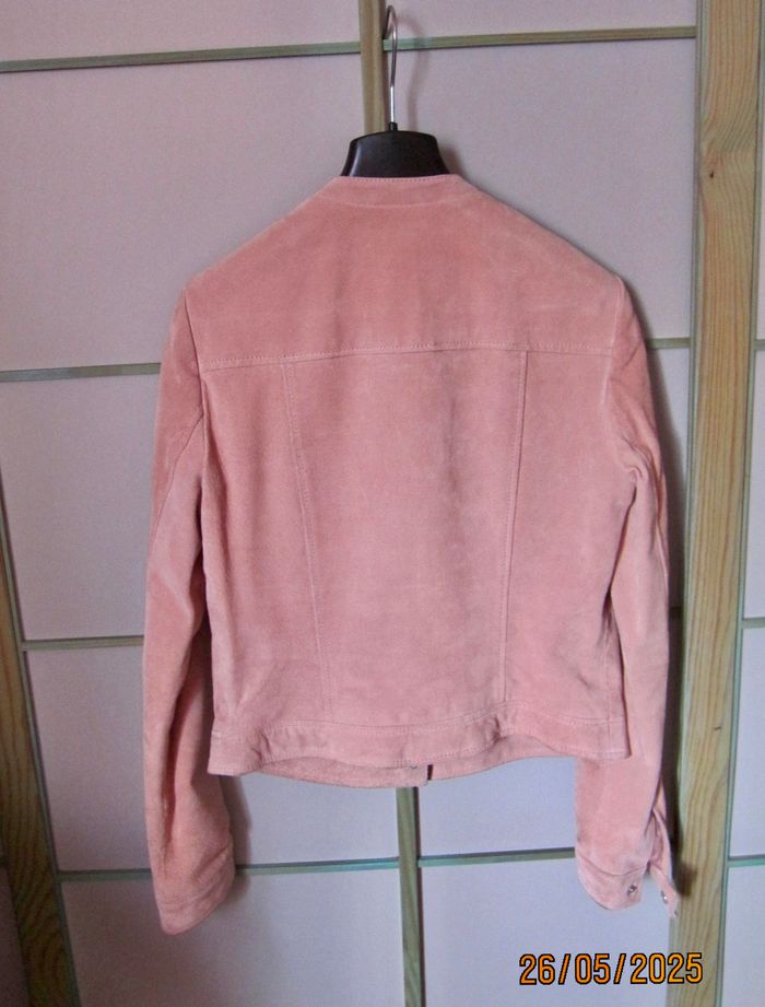 blouson daim rose pale "MANGO" - photo numéro 3