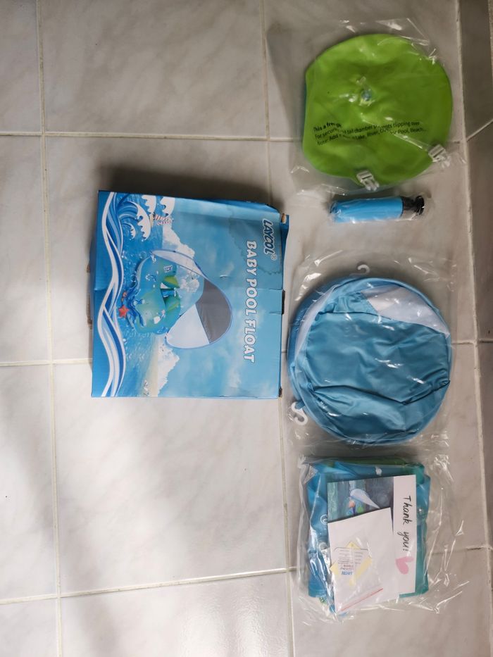 Laycol baby pool flottaison bouée ombrelle bébé enfant bleu small