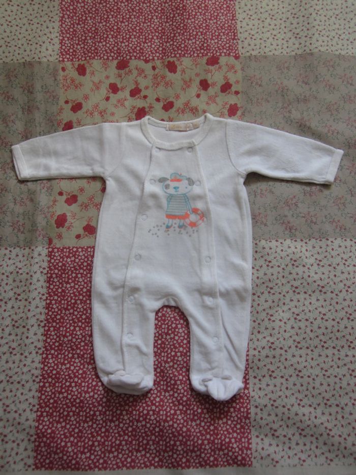 Pyjama velours blanc 1 mois
