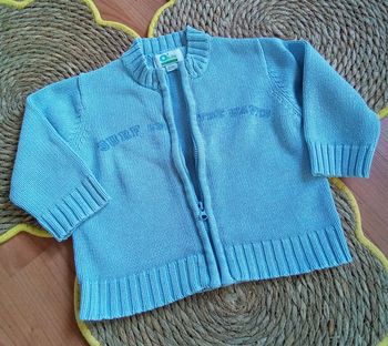 Gilet bleu pastel fermé par zip Vert Baudet taille 18 mois