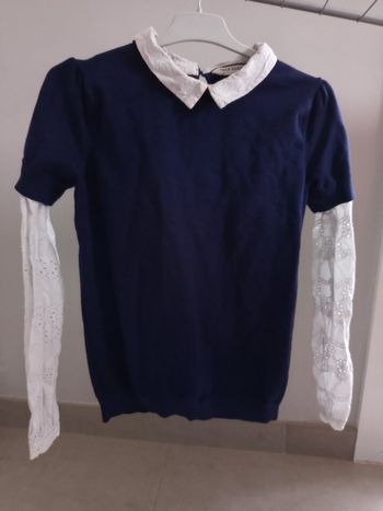 Très beau pull col Claudine fausse chemise comme neuf