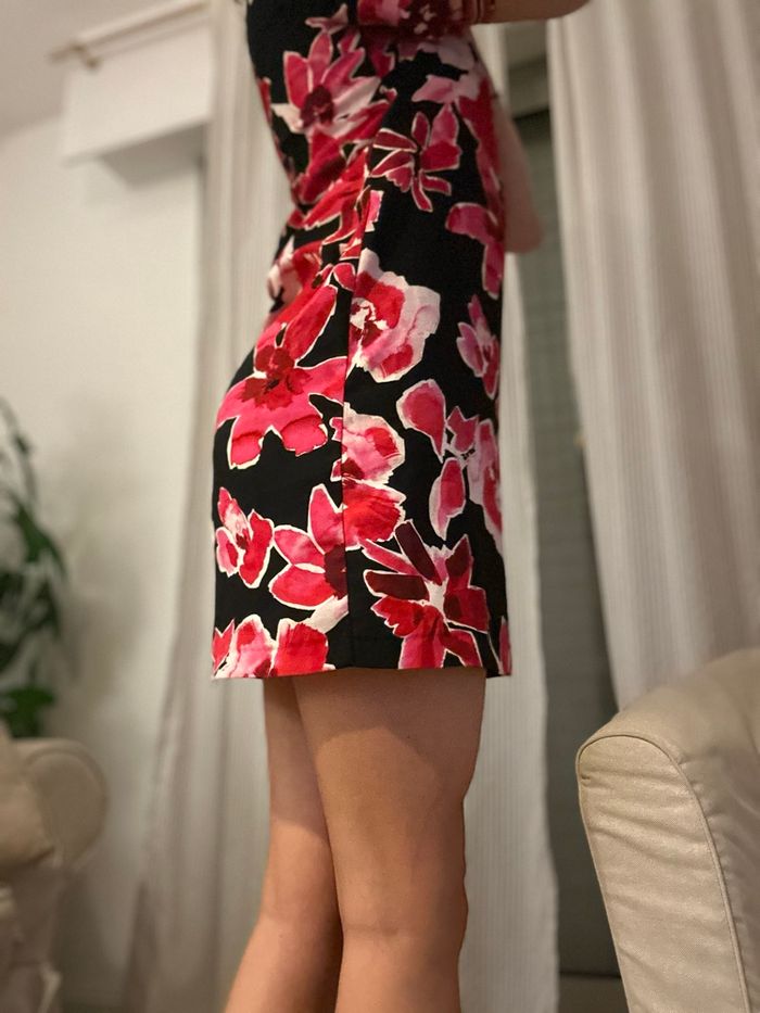 Robe morgan taille 36 à motifs fleurs rose et rouge - photo numéro 6