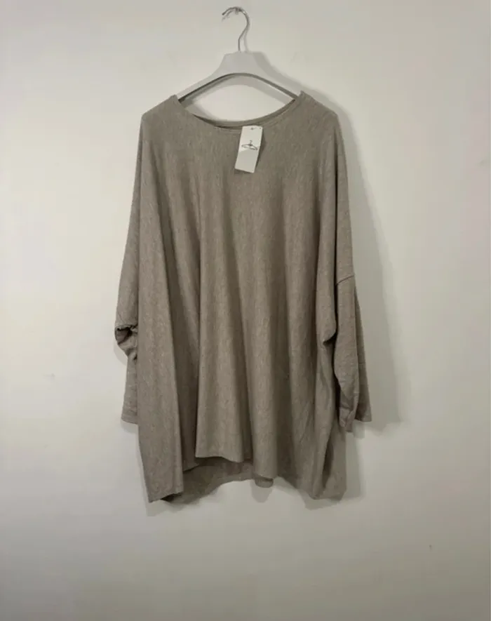 Tunique Femme Gris Clair – Grande Taille 56 – Manches Longues