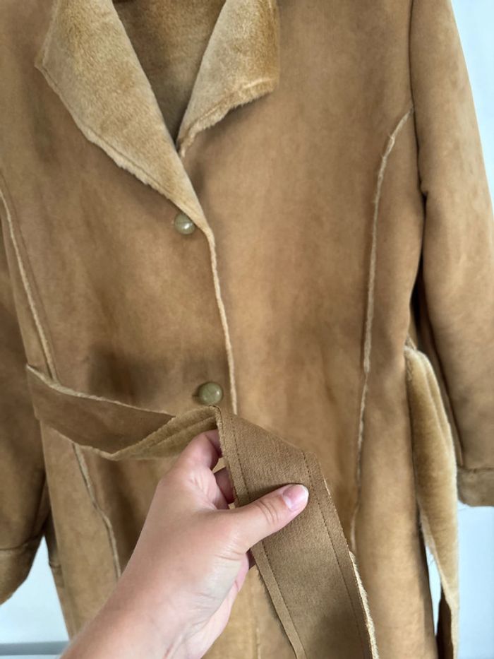 Manteau long fausse fourrure et daim Taille XL - photo numéro 5