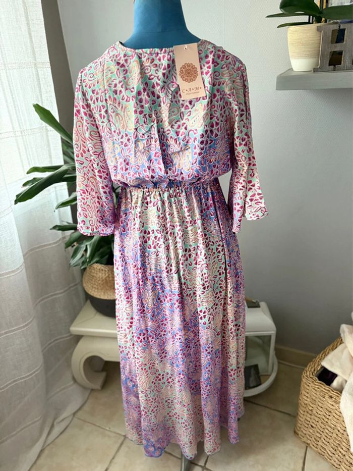 Robe longue à motif orientale - Lila/vert/bleu - taille unique neuve avec étiquette - photo numéro 5