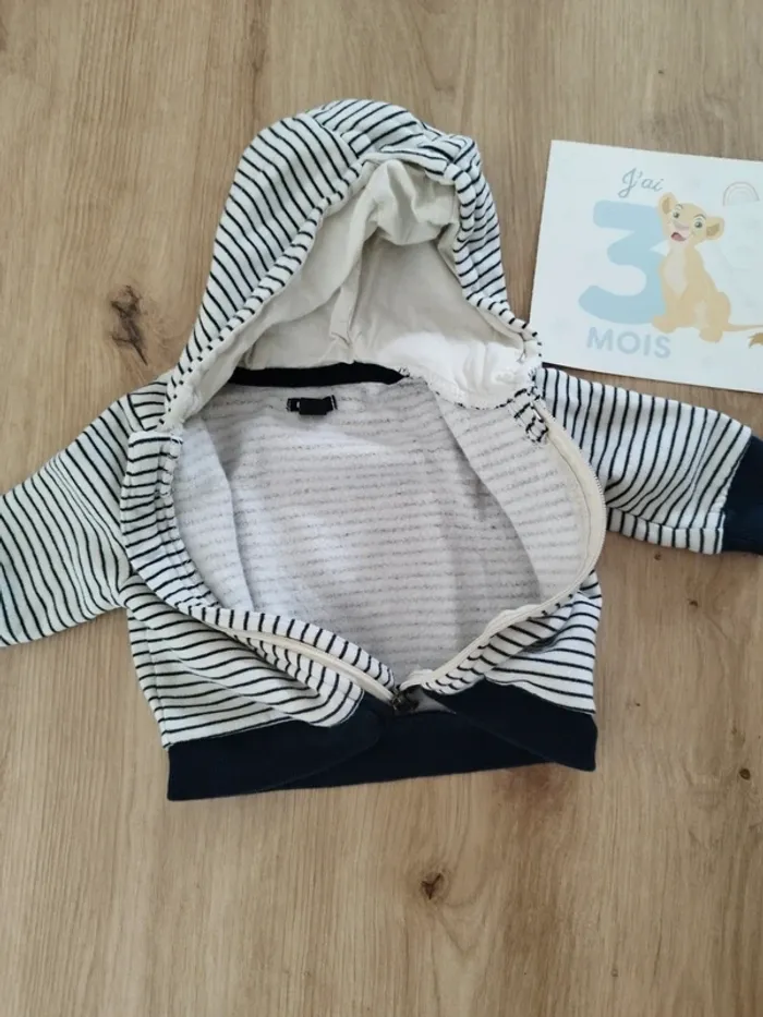 Sweat à capuche marinière et polaire - photo numéro 4