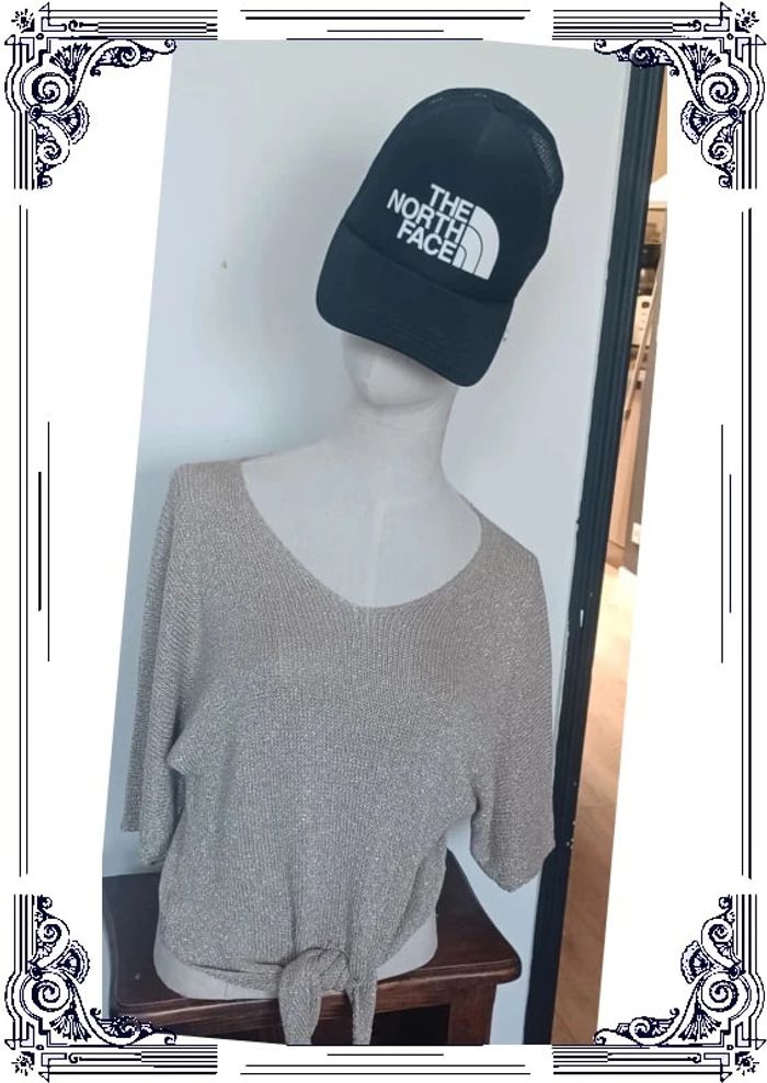 Joli pull fin doré à nouer taille S/M