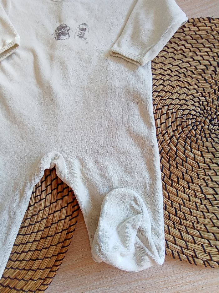 Babygro mixte crème en velours avec motif Grain de Blé 6 mois - photo numéro 4
