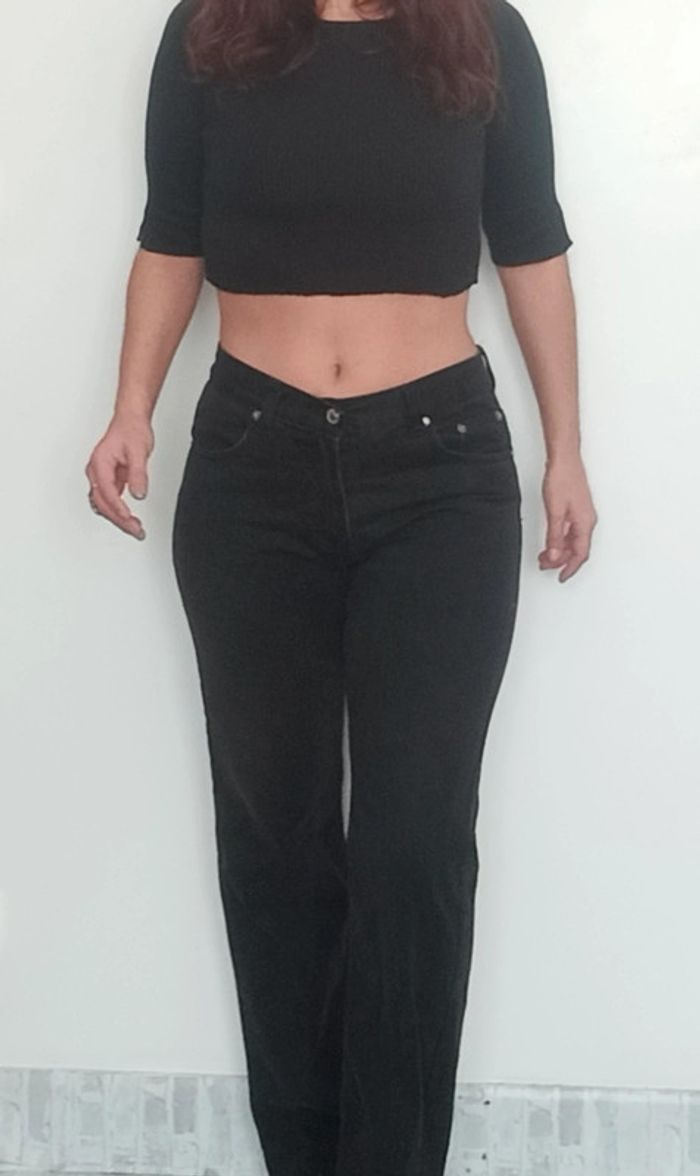Pantalon jean noir droit long taille 40 - photo numéro 2