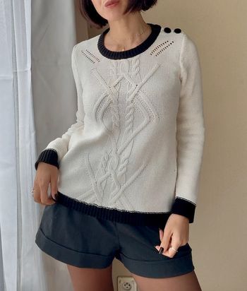 Pull Kookaï torsadé blanc et noir taille 0 très bon état