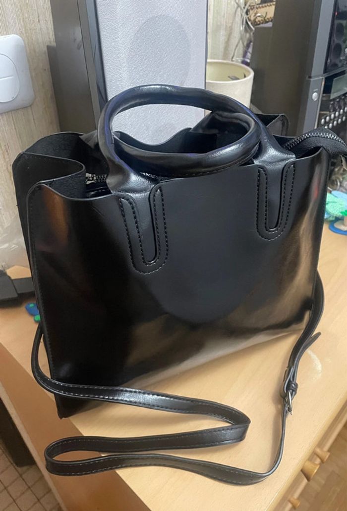 Sac Fourre Vintage noir En Cuir Synthétique - photo numéro 5