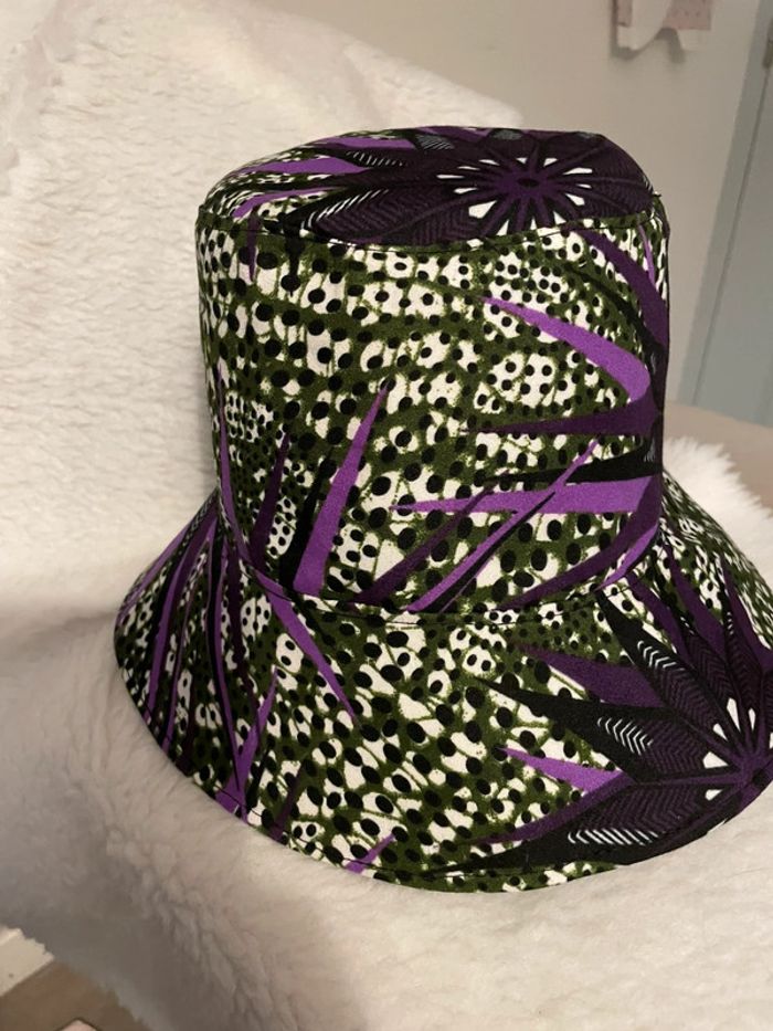 Bob réversible wax vert et violet 60 cm - photo numéro 3