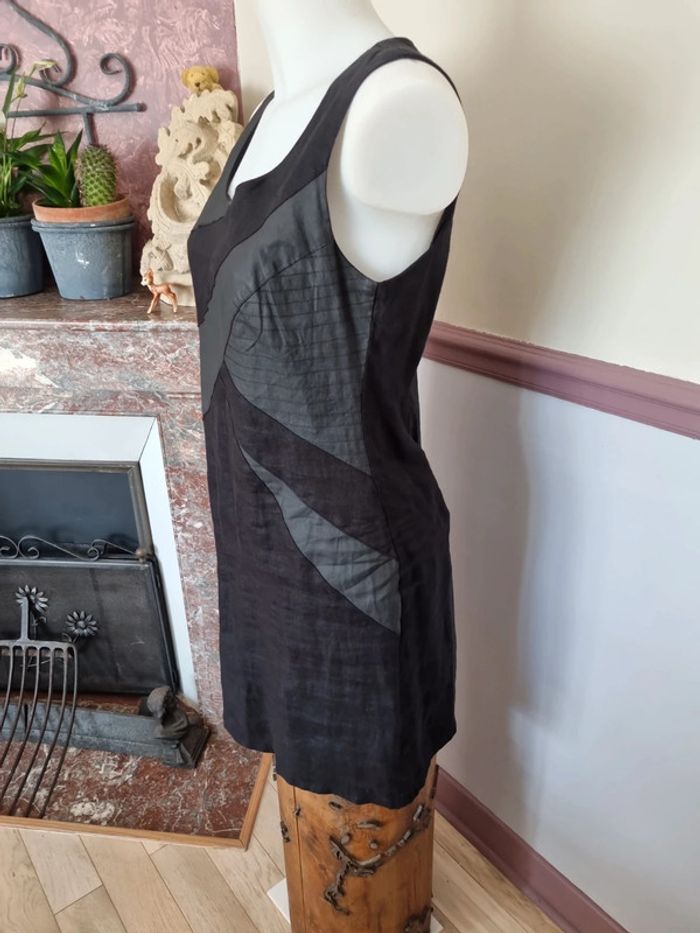 Robe noir lin et coton enduit 38 - photo numéro 4