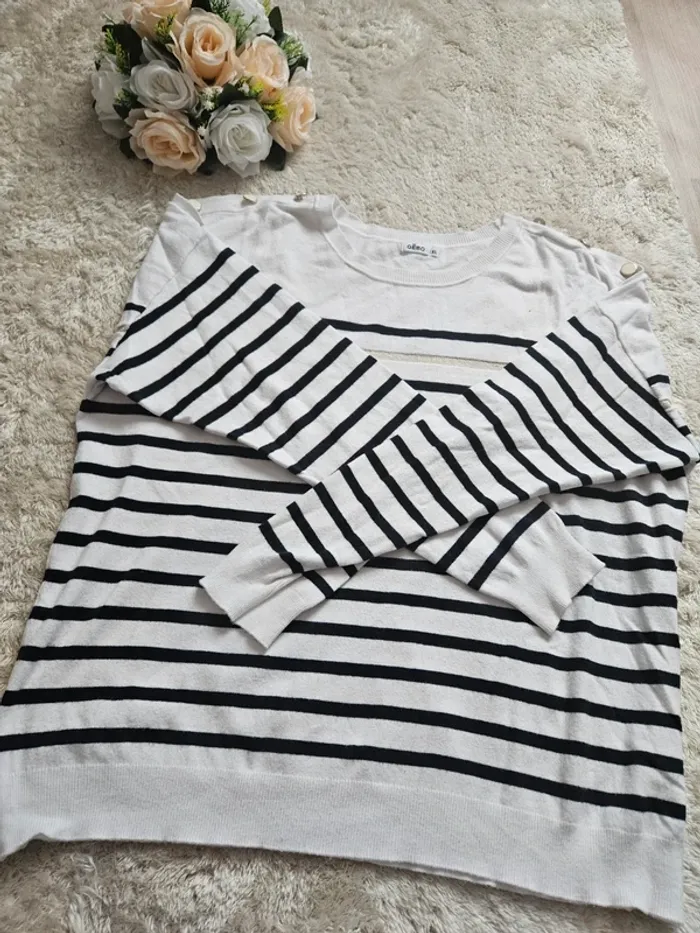 Pull marinière a bouton - photo numéro 2