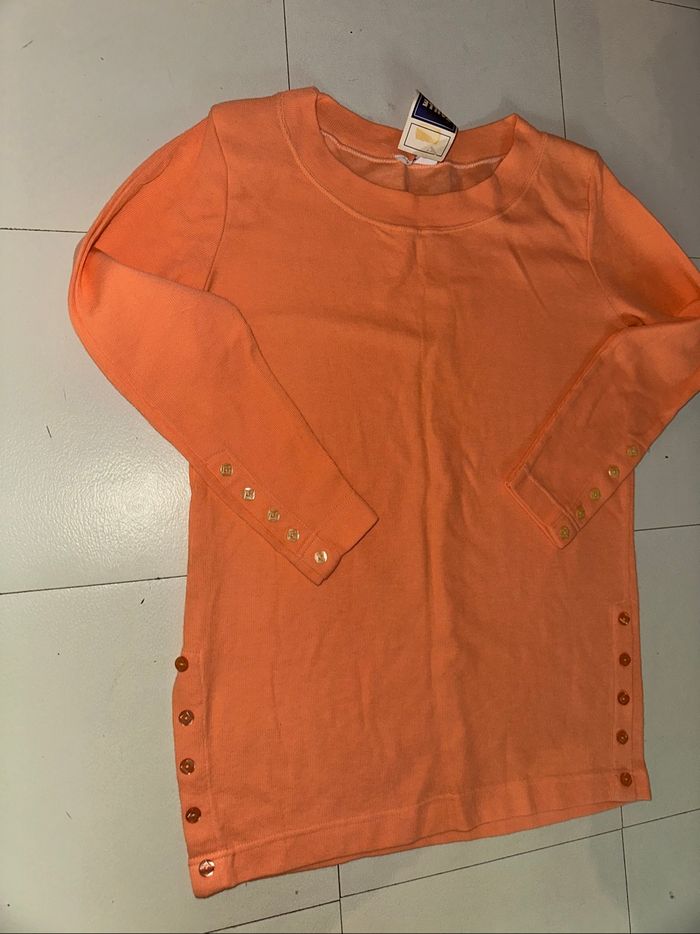 🧡 Pull long femme corail taille unique neuf avec étiquette Toujours Paris 🧡 - photo numéro 3