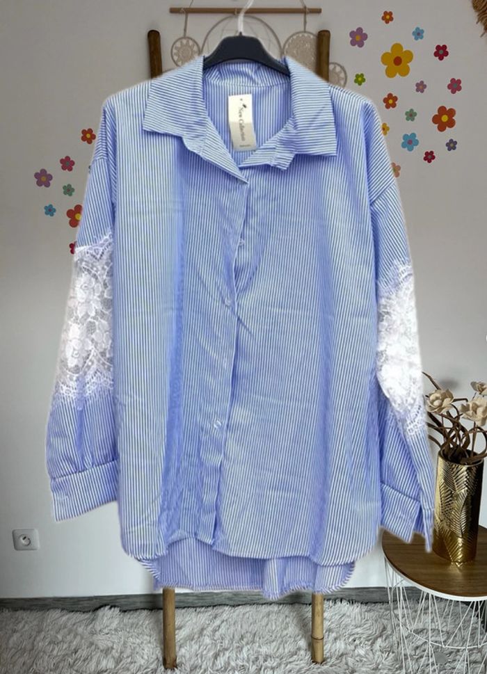 Chemise rayée bleu grande taille