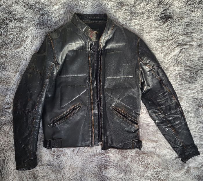 Blouson cuir Chyston café racer biker homme cuir mouton Noir Vieilli taille Ln - photo numéro 3