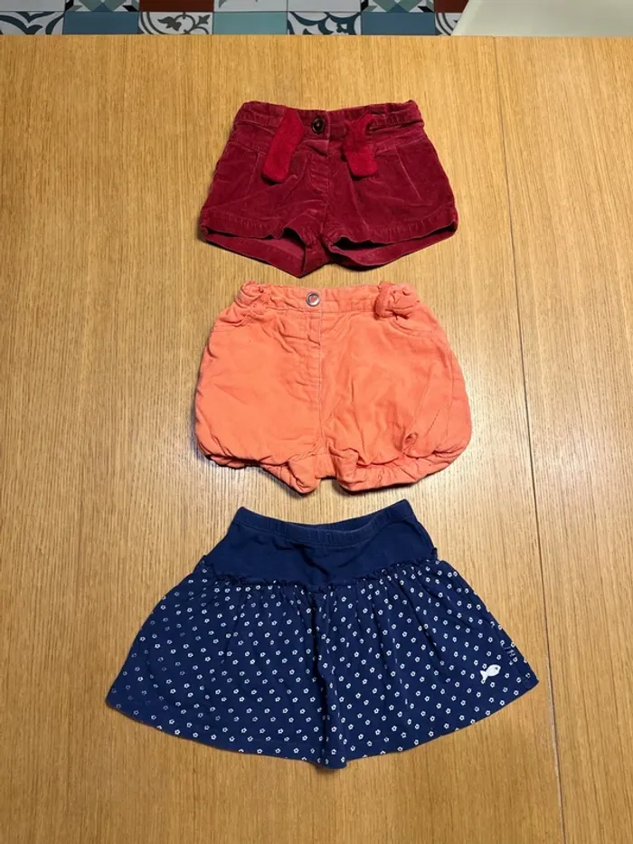 2 shorts hiver et 1 jupe été