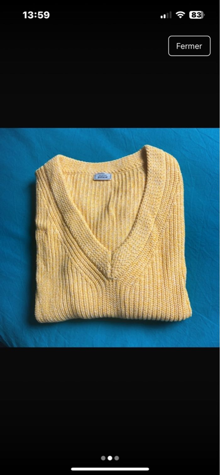 Pull-over en maille tricot col V - photo numéro 2