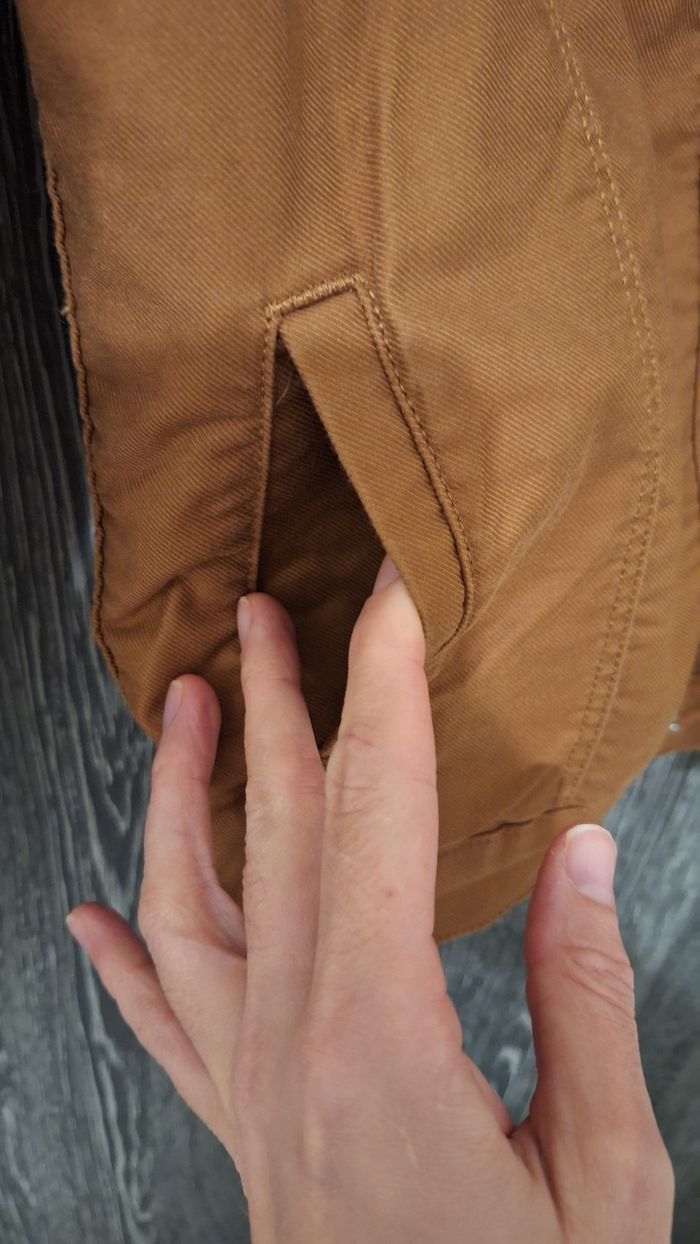 Veste en jean camel à col moutonneux blanc - photo numéro 4