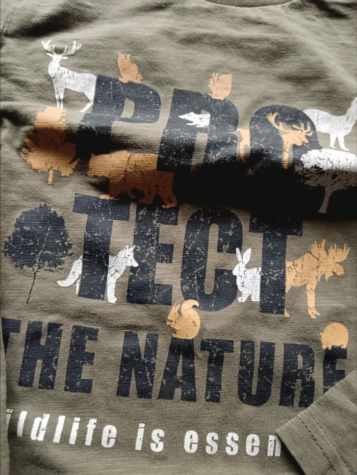Tee shirt manches longues vertbaudet 6 ans animaux de la forêt protect nature - photo numéro 2