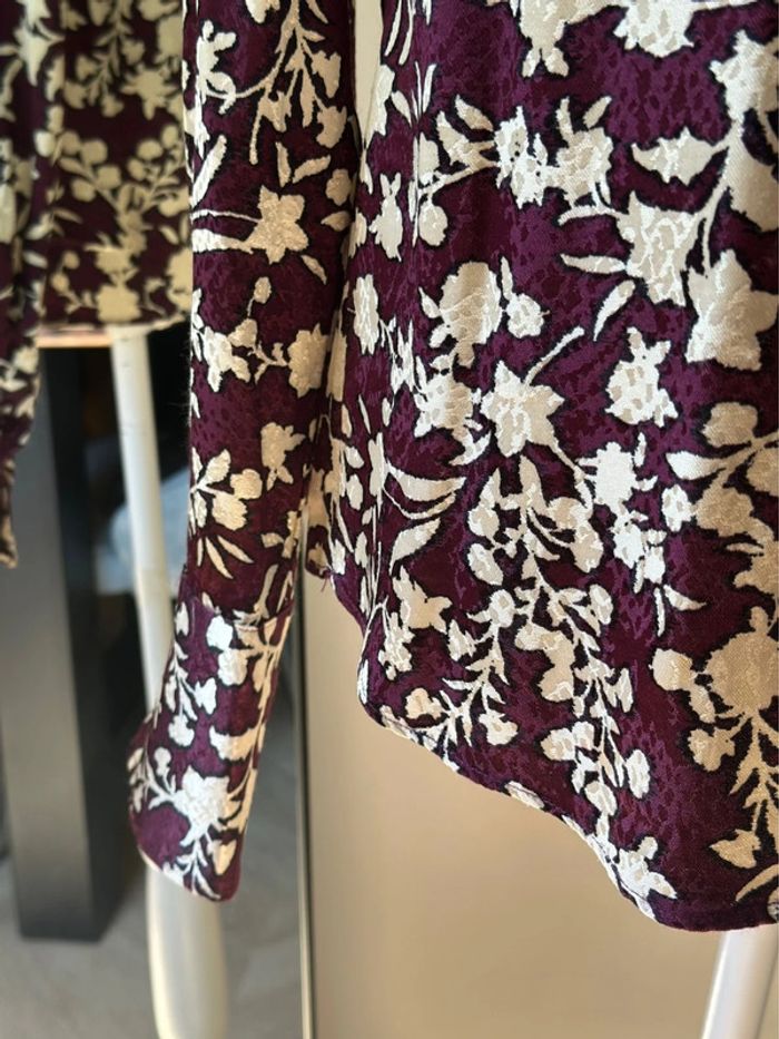Blouse imprimé floral bordeaux Mango taille S - photo numéro 6