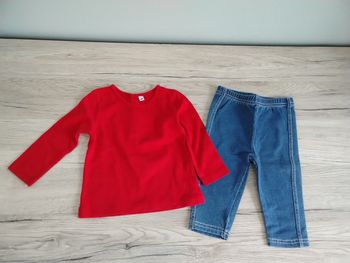 Ensemble tee-shirt manches longues avec pantalon fluide jean 6 mois fille 