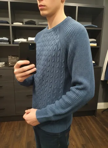 Pull maille torsadée Primark bleu