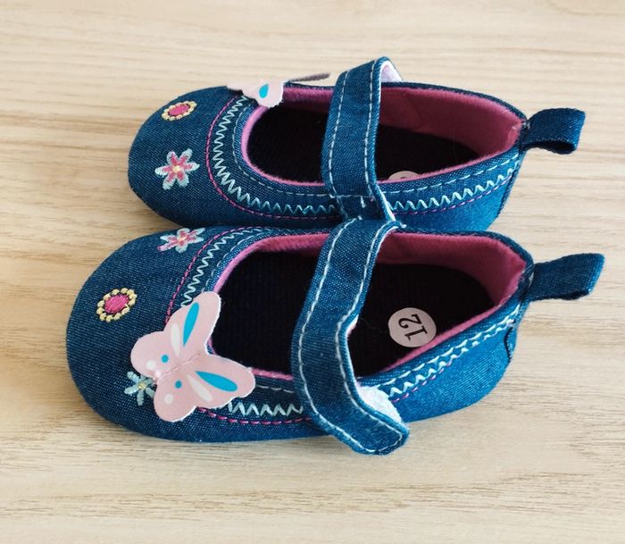 Petites ballerines bébé fille bleu marine jean taille 20