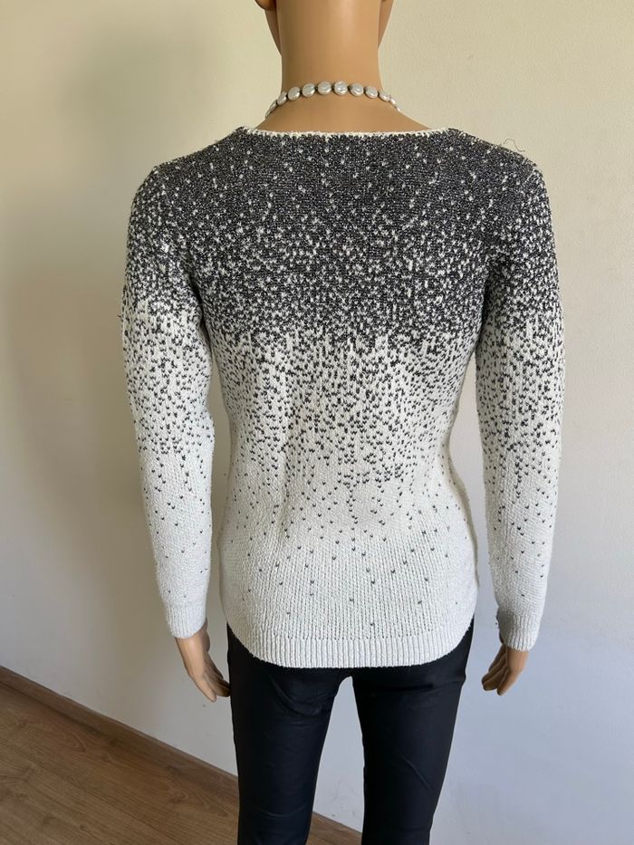 Pull blanc écru et argenté pailleté Morgan taille XS TBE - photo numéro 5