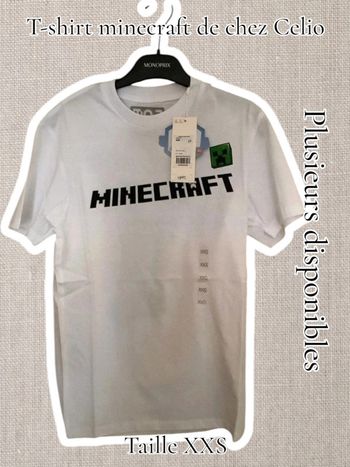 T-shirt minecraft de chez Celio - Mixte - Taille XXS - Neuf sous blister