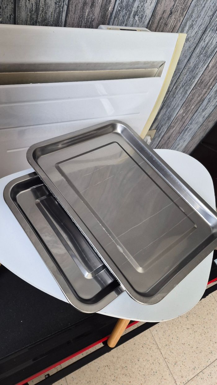 Lot de 2 plats à four rectangulaires en inox - photo numéro 1