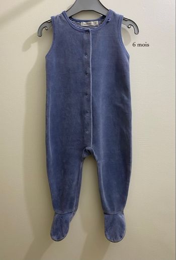 Pyjama en velours bleu violet dors bien sans manches bébé garçon taille 6 mois Bout’chou