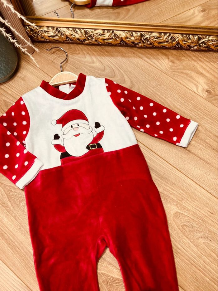 Taille 12 mois pyjama de Noël velours garçon blanc et rouge * père Noël * 💙 - photo numéro 3