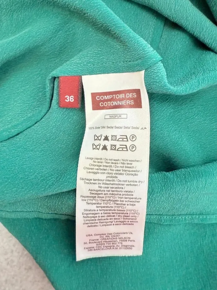 Robe en soie Comptoir des cotonniers turquoise taille 36 parfait état - photo numéro 6