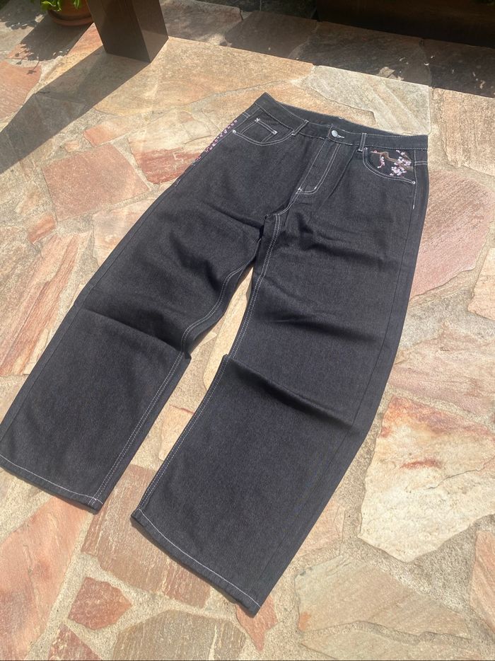 Jean Noir Ample Y2K Vintage Fleurs Roses de cerisiers Taille M et L dispo ! - photo numéro 8