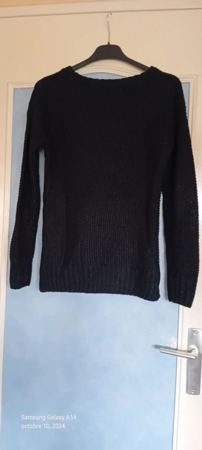 Pull long de fête noir fil métallisé avec torsades fille 12 ans kiabi - photo numéro 6