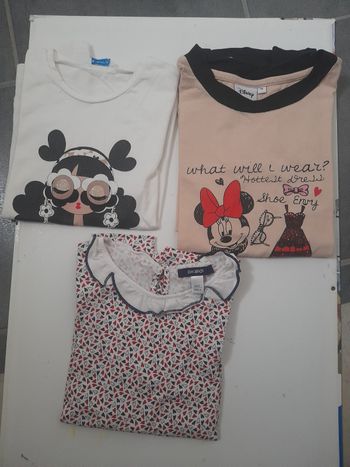 Lot de 3 jolis tee-shirts fille en 8ans à manches longues