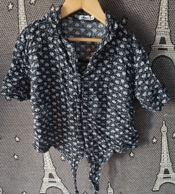 Top court noir à motifs 12ans