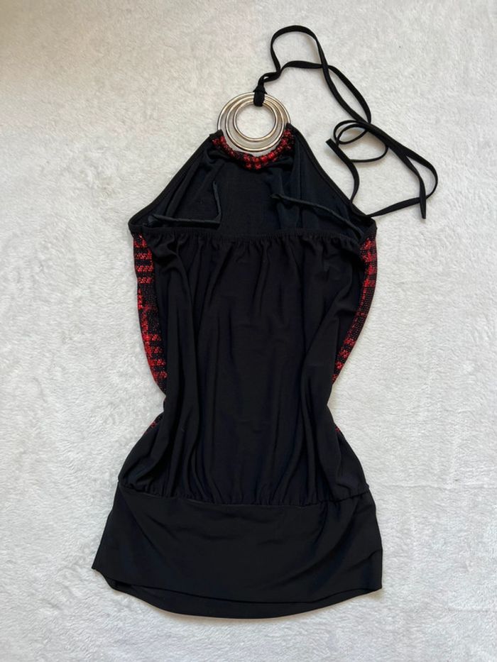 Top vintage dos nu pailleté rouge/noir Coquette made in France 🇫🇷 y2k - Taille S/M/L - photo numéro 2