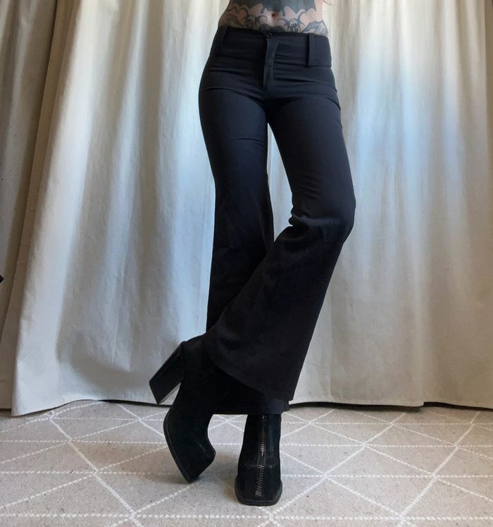 Pantalon jambes larges gris rayures Officecore Goth vintage made in Italy 🇮🇹 y2k - Taille XS - photo numéro 3