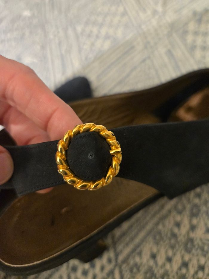 Escarpins Slingback Yves Saint Laurent Vintage en Daim Bleu Marine - T. 37.5 - photo numéro 9