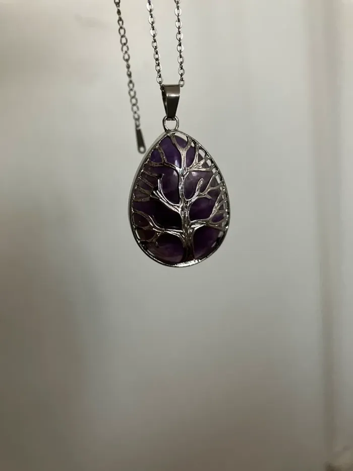 Collier et pendentif arbre de vie améthyste - photo numéro 3