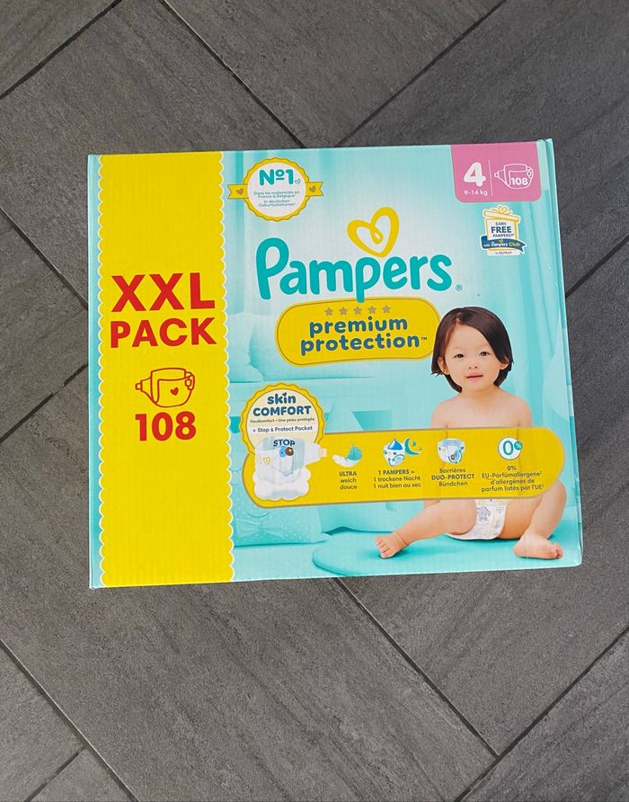 Pack de 108 couches Pampers premium protection taille 4 T4