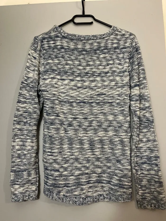 Pull brillant blanc et bleu - photo numéro 4