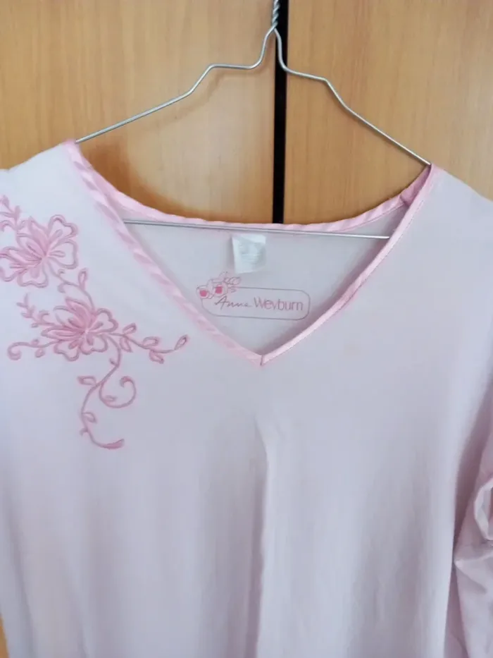 👵chemise de nuit coton rose T50 A Weyburn - photo numéro 3
