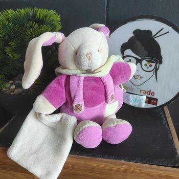 Doudou Lapin Rose Cape Vert Mouchoir  Baby Nat bn732 Mêm Pas Cap #geektradedoudou