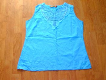 Tunique MARACUJA bleu turquoise et perles 36 NEUVE