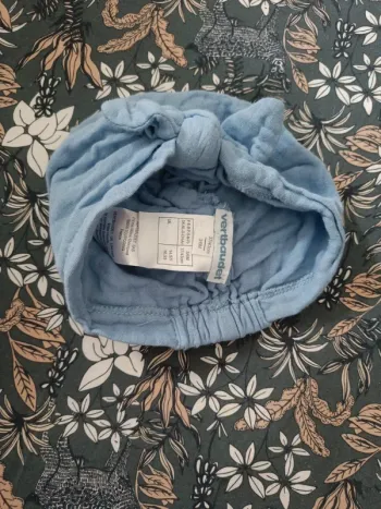 Bonnet bleu noeud Vertbaudet 3-6 mois
